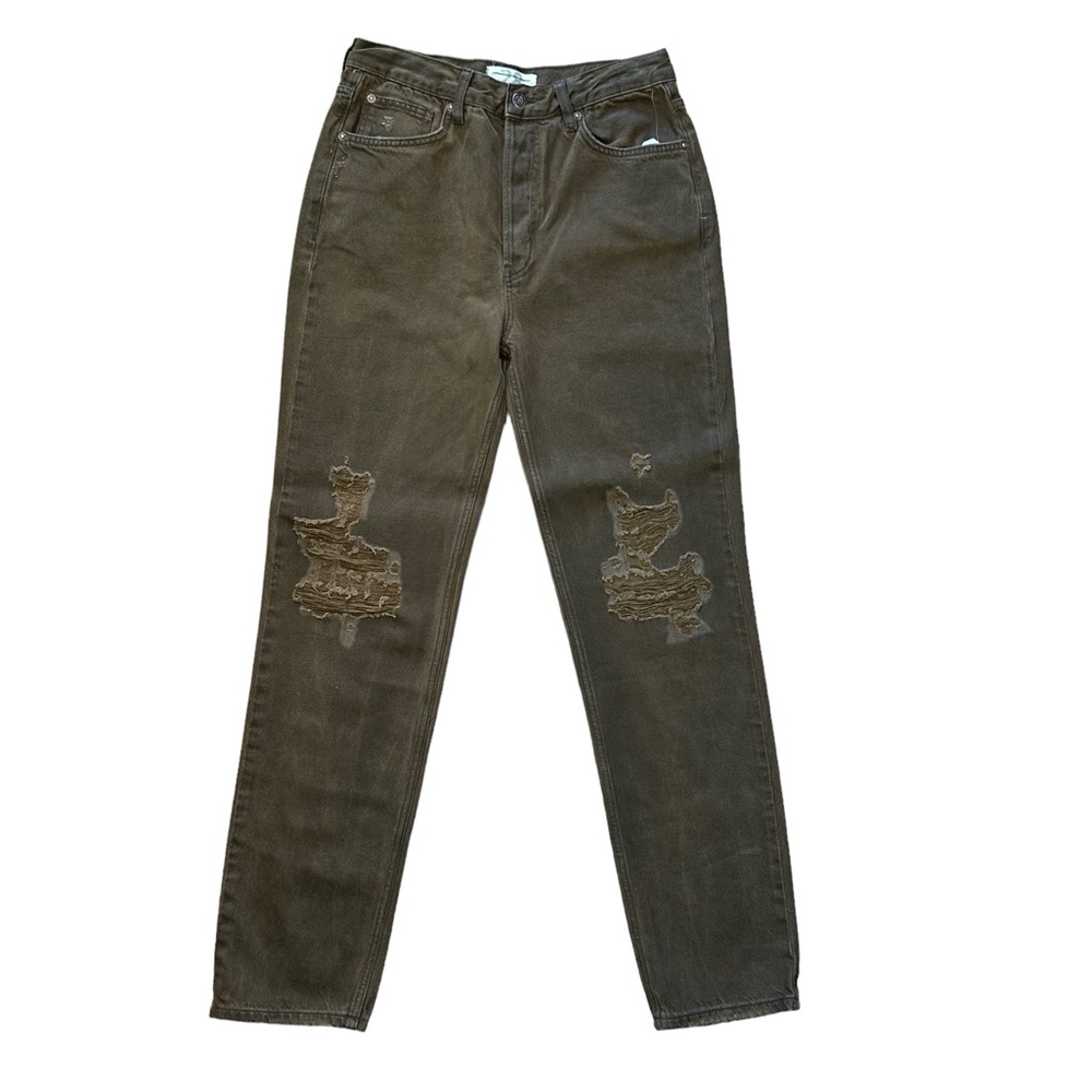 FREE PEOPLE Distressed Straight Leg Denim Jeans Brown Size 28 NWOT - Picture 2 of 10